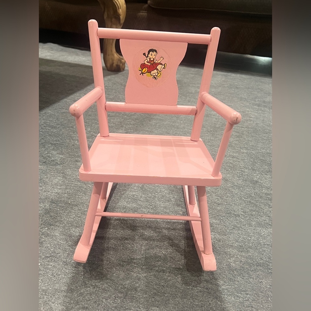 Vintage pink Doll Rocking Chair